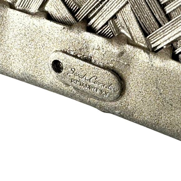 Sarah Cavender Metalworks Vintage Basketweave Silver Tone Wide Cuff 6.5 Bracelet - Picture 5 of 6